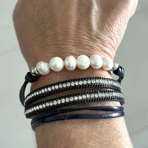 Beaded and Faux leather wrap bracelet NWOT